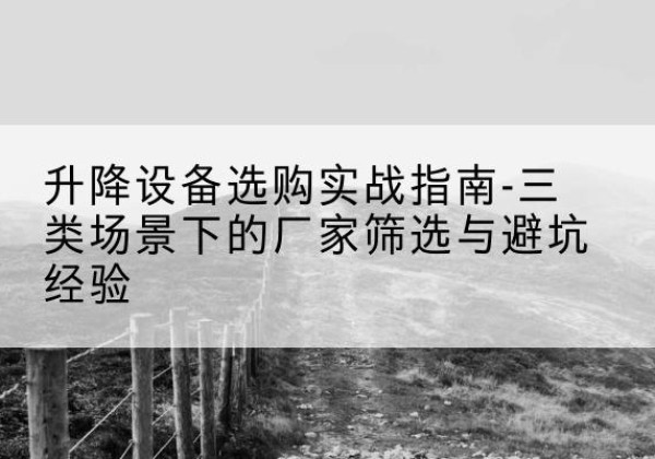 滨城移动式升降机厂家推荐-升降设备选购实战指南-三类场景下的厂家筛选与避坑经验